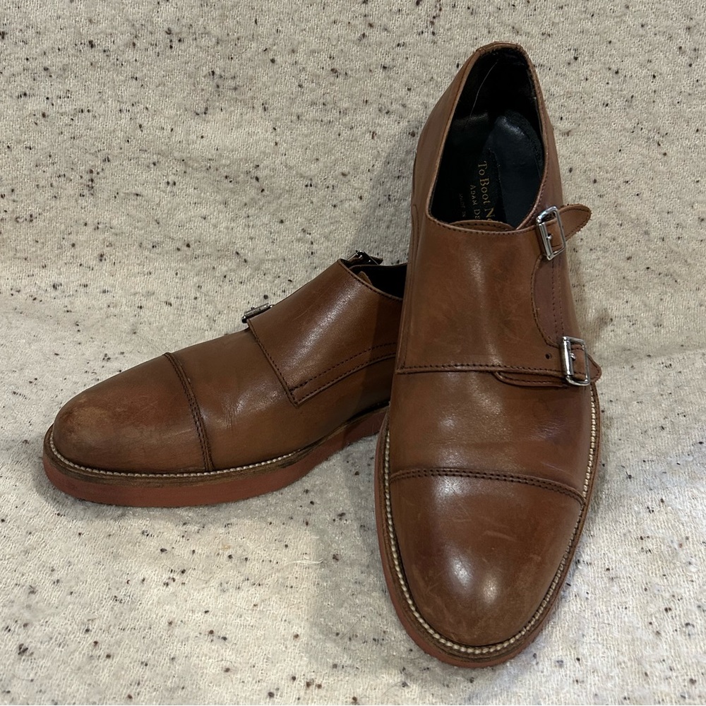 Leather Monk Strap Toe Cap Shoes